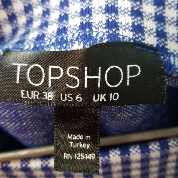 Topshop blue gingham ruffle mini skirt size 6   *C7 - Picture 3 of 3
